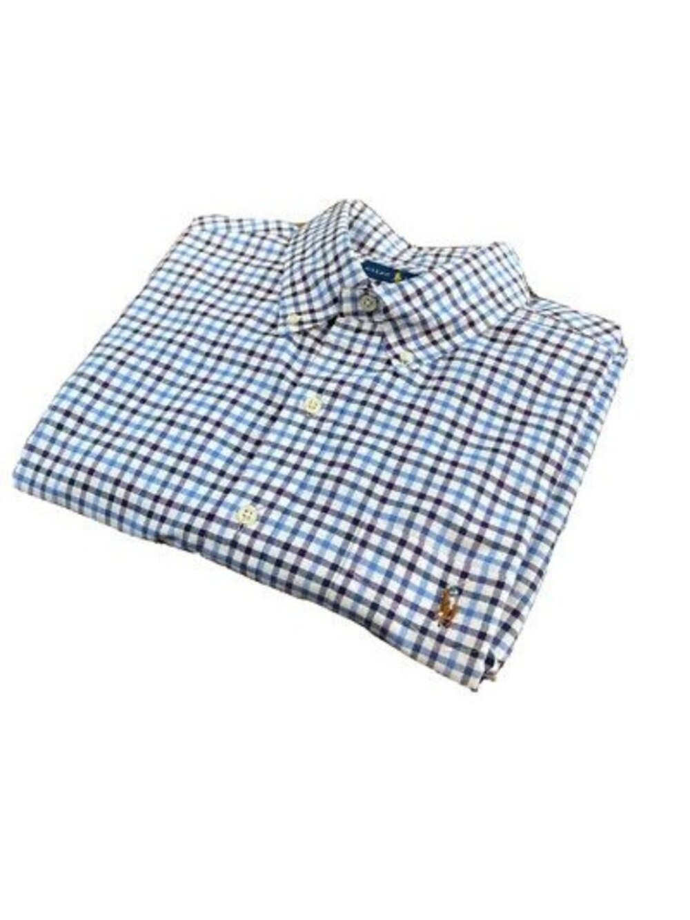 Ralph Lauren Classic Fit Checkered Button-Down Shirt XXL Blue/White Long Sleeve